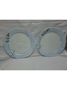 Corelle Vitrelle Summer Meadow Set Of 2 Dinner Plates 10 1/4”, Blue w/ Purple